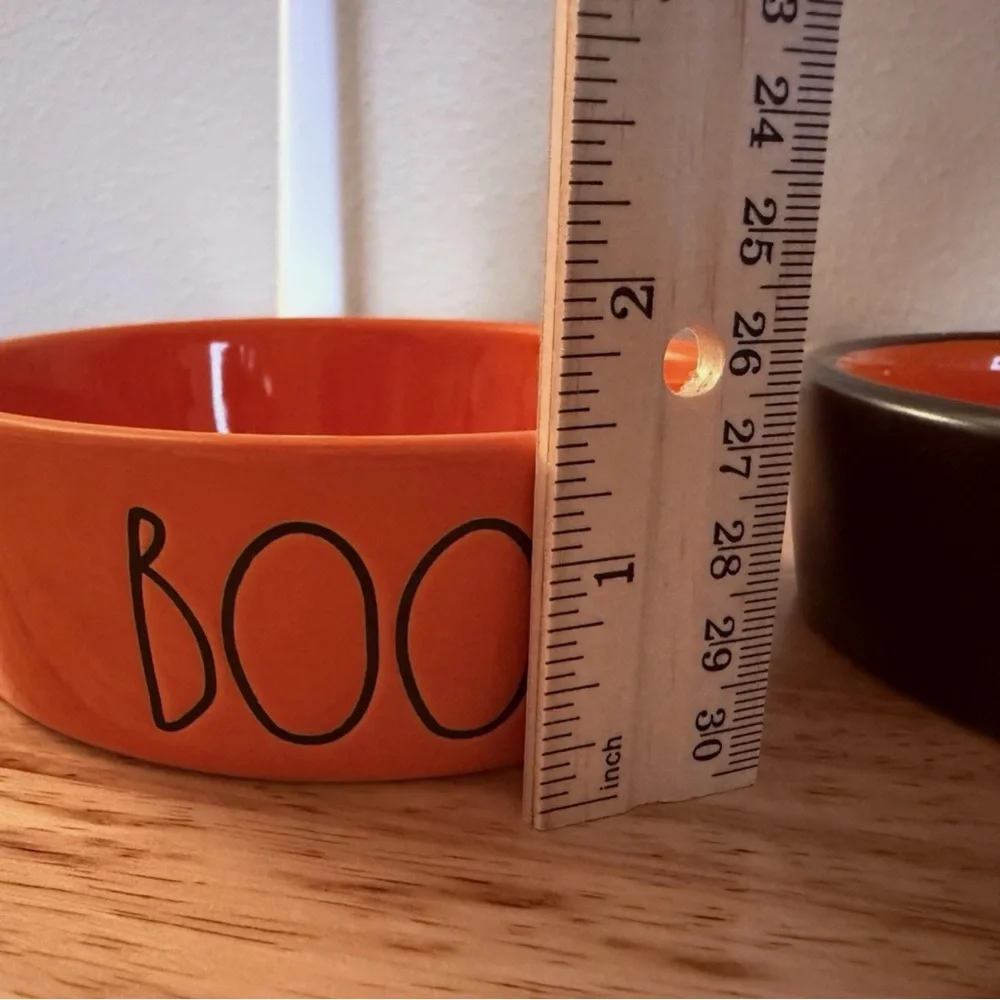 Rae Dunn Halloween Orange and Black Cat Bowls, 2 Pieces, BOO & WICKED CUTE